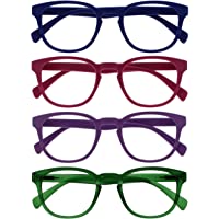Los mejores  - Opulize Pop Pack 4 Retro Redondo Azul Rosa Púrpura Verde Hombres Mujeres Gafas De Lectura Bisagras Resorte RRRR2-3456 +1…